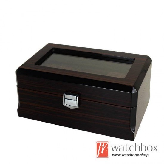 3 Slots Pieces Watch Wooden Paint Case Storage Organier Display Gift Box