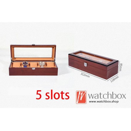 5/6 Pieces Slots Watch Case Wooden Storage Organizer Display Gift Box