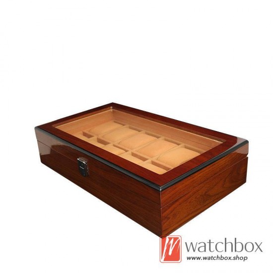 12 Pieces Slots Watch Case Wooden Storage Organizer Display Gift Box