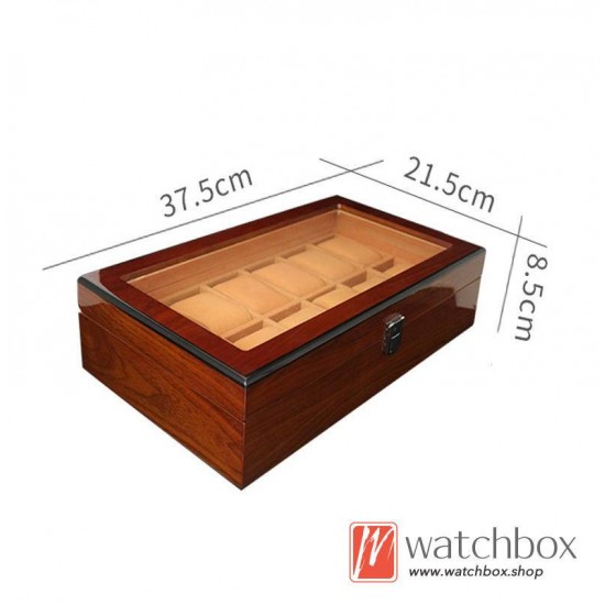 12 Pieces Slots Watch Case Wooden Storage Organizer Display Gift Box