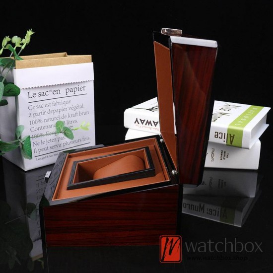 High Quality Single Luxury Watch Square Wooden PU Leather Pillow Case Storage Gift Box