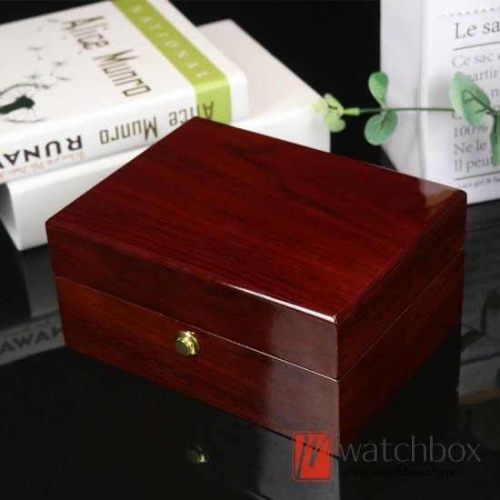 High Quality Watch MDF Wooden Single PU Leather Pillow Case Storage Gift Box Push Lock