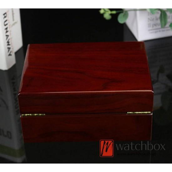 High Quality Watch MDF Wooden Single PU Leather Pillow Case Storage Gift Box Push Lock