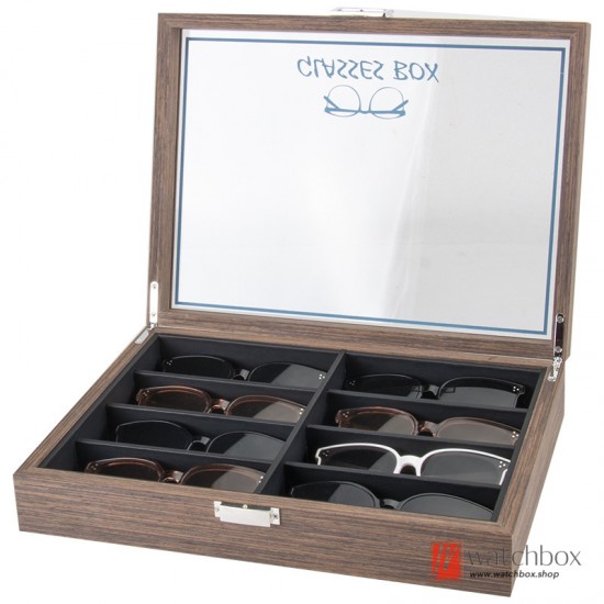 8 Grids Black Walnut Wood Glasses Sunglasses Case Storage Organizer Display Box