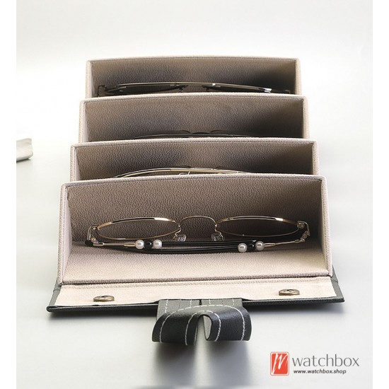 PU Leather Sunglasses Glasses Multi-layer Portable Travel Storage Box