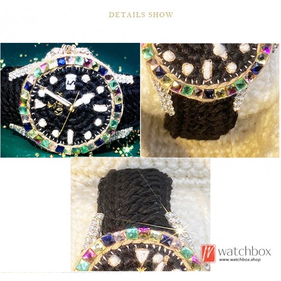 Handmade Wool Knitted Luxury Brand Black Watch Handicrafts Bright Stars Gift Creative Birthday Present