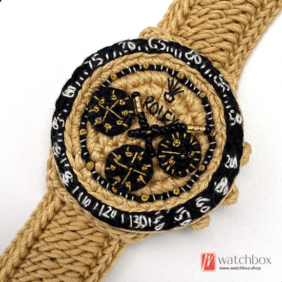 Handmade Wool Knitted Yellow Classic Brand Watch Handicrafts Gift Creative Birthday Present