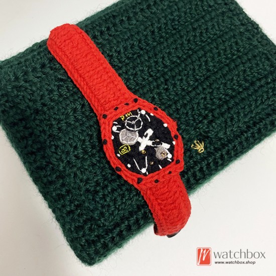 Handmade Wool Knitted Red Classic Brand Watch Handicrafts Gift Creative Special Birthday Present