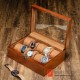 10 Slots Ash Wood Watch Jewelry Case Cuff Stotrage Display Glass Gift Box With Lock