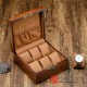 6 Slots Ash Wood Watch Jewelry Case Storage Organizer Display Lock Gift Box