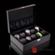 10 Slots Black Carbon Fiber Leather Watch Case Jewelry Storage Organizer Display Lock Box