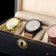 3 Slots Black Solid Wood Watch Case Storage Organizer Gift Lock Box