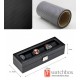 6 Slots Watch Black Carbon Fiber Leather Watch Case Storage Organizer Box