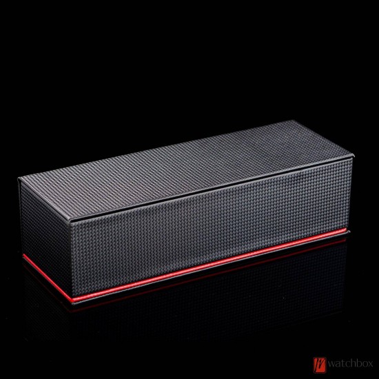 5 Slots Watch Case Black Carbon Fiber Leather Storage Organizer Box