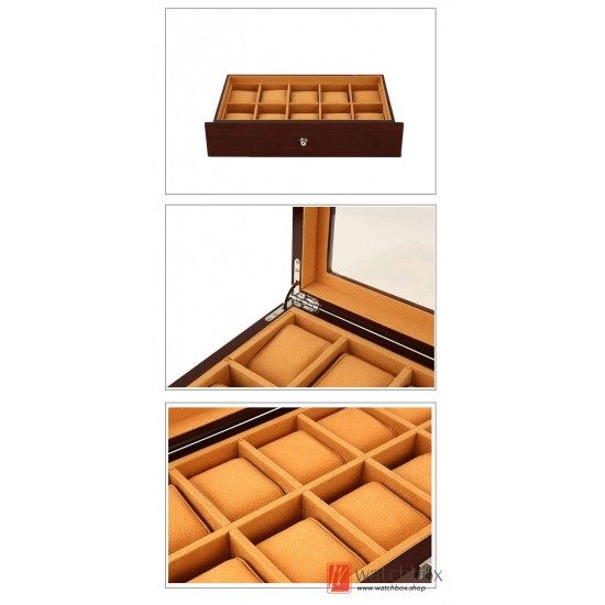20 Slots Double Layer Drawer Wood Watch Storage Case Organizer Display Box