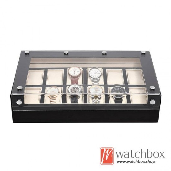 6/12/18 Slots High Quality Wood High-gloss Spray Paint Watch Storage Case Organizer Display Box