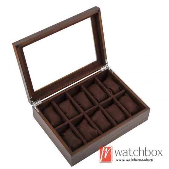 10 Pieces Slots Ash Wood Watch Case Jewelry Big Pillow Storage Organizer Display Box