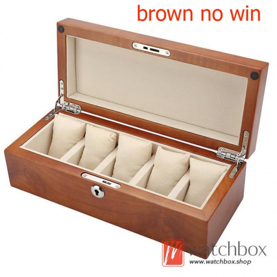 5 Slots Pieces Australian Red Cherry Pure Wood Watch Case Pillow Storage Organizer Display Box