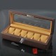 6 Slots Pieces Sheepskin PU Leather Watch Case Storage Organizer Display Lock Box