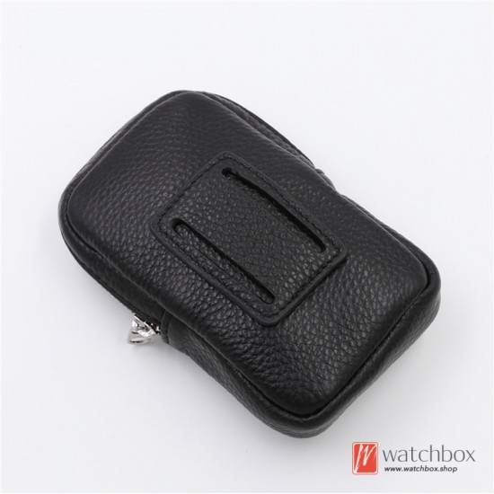 Geunine Leather Watch Case Storage Protection Travel Zipper Waist Bag Box