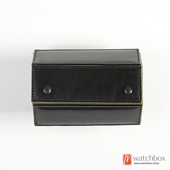 Hexagonal 2 Grids Gunine Leather Watch Jewelry Case Storage Organizer Display Travel Box