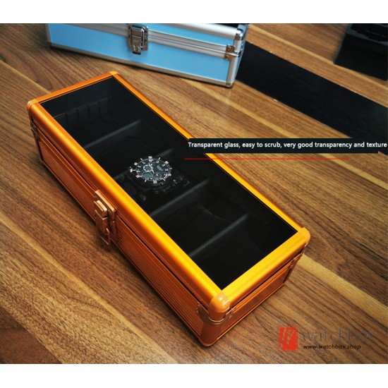 5/10 Slots Top Quality Orange Gold Aluminum Alloy Watch Case Jewelry Storage Display Box For Casio Sport Watches
