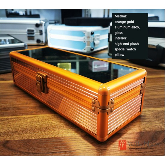 5/10 Slots Top Quality Orange Gold Aluminum Alloy Watch Case Jewelry Storage Display Box For Casio Sport Watches