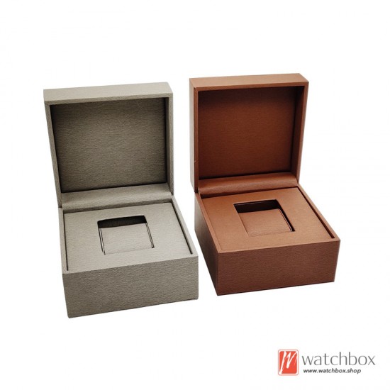 Single Square Wood Pattern Paint Watch PU Case Storage Travel Box