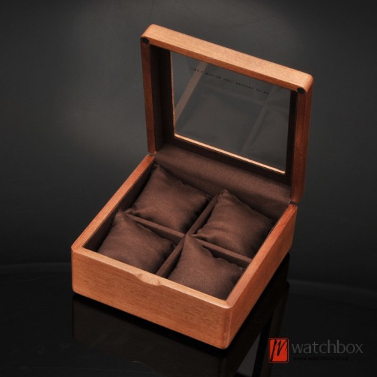 Square Simple Deisgn Solid Wood 4 Grids Big Pillow Watch Jewelry Case Storage Display Box