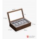 High Grade Full Solid Walnut Wood Tenon 6+1 Pieces Watch Case Storage Organizer Box Home Decoration