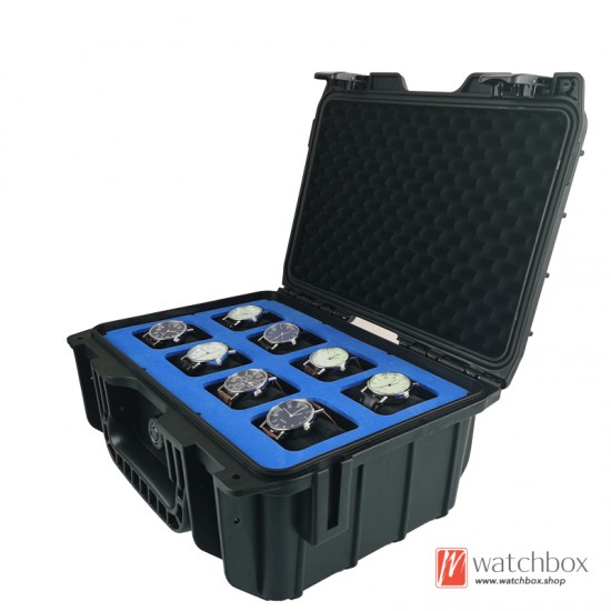 8 Grids Portable Plastic Waterproof Moisture-proof Shockproof Watch Protection Box Storage Display Suitcase Box