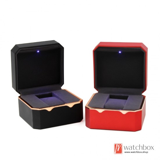 Octagon LED Light Single Watch Case Storage Display Gift Box