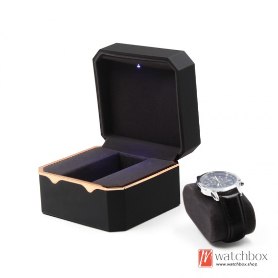 Octagon LED Light Single Watch Case Storage Display Gift Box