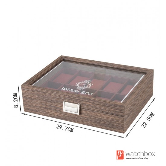 10 Slots Black Walnut Wood Watch Case Storage Organizer Display Box