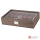 12 Slots Black Walnut Wood Watch Case Storage Organizer Display Box