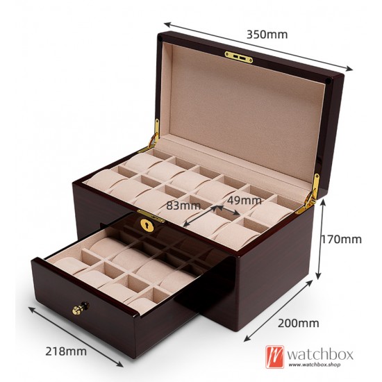 European Piano Paint Wood Watch Cases Storage Collection Drawer Lock Box Home Decoration
