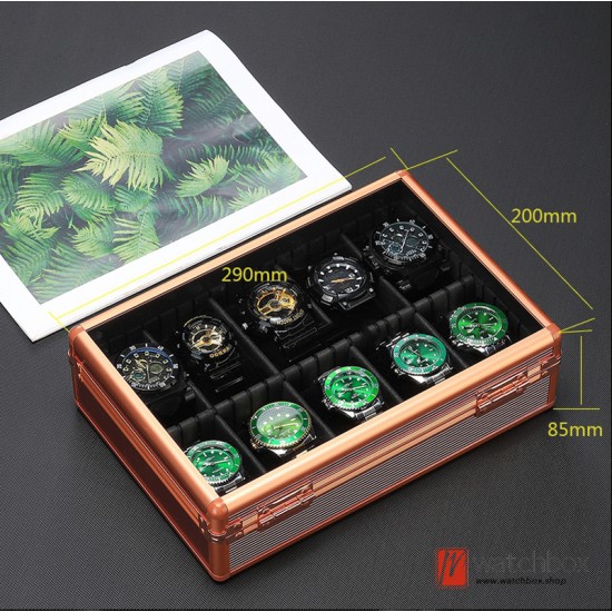 [SPECIAL SALE] 10 Grids Top Quality Aluminum Alloy Watch Jewelry Case Storage Organizer Display Gift Box