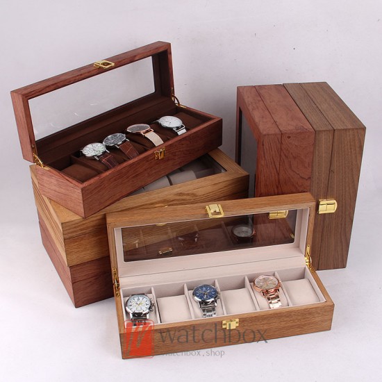 6/10/12 Slots High-grade Crude Wood Watch Storage Dispaly Organizer Box