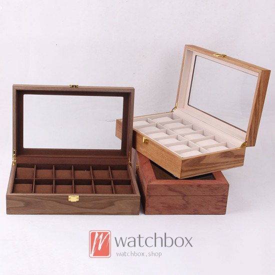 12 Slots Vintage Wood Watch Jewley Case Storage Display Organizer Box