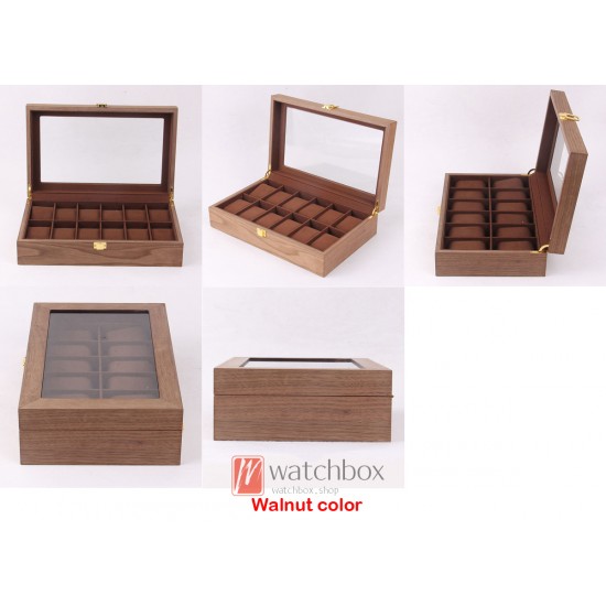 12 Slots Vintage Wood Watch Jewley Case Storage Display Organizer Box