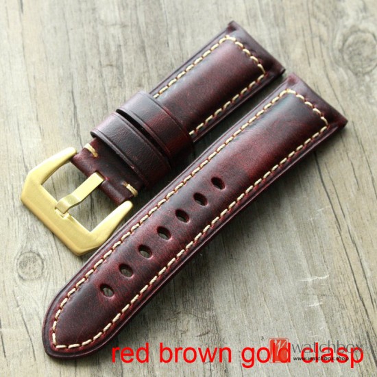 Handmade Geunine Crazy Horse Leather Wacth Strap Belt Watchband For Brand Watches