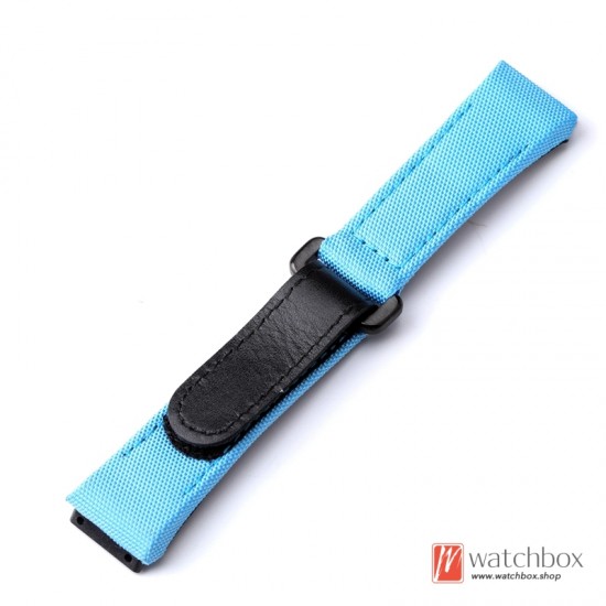 Waterproof Canvas Genuine Leather Soft Colors Wacth Strap Watchband 25mm