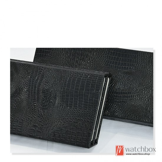 High-quality Foldable Black PU Leather Watch Strap Storage Organizer Box