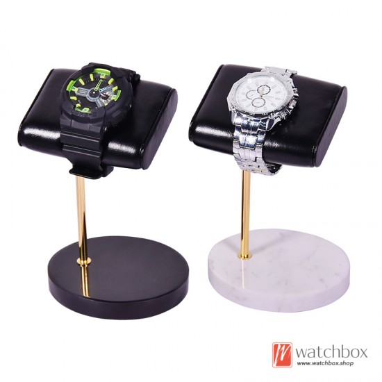 The Luxurious Round Marble Base PU leather Watch Stand Holder Counter Display Stand