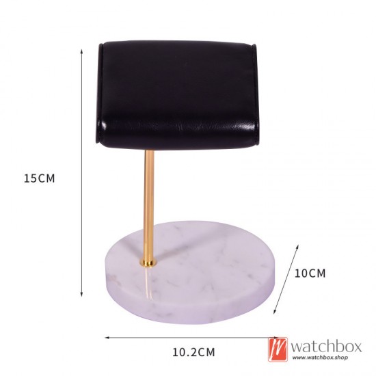 The Luxurious Round Marble Base PU leather Watch Stand Holder Counter Display Stand