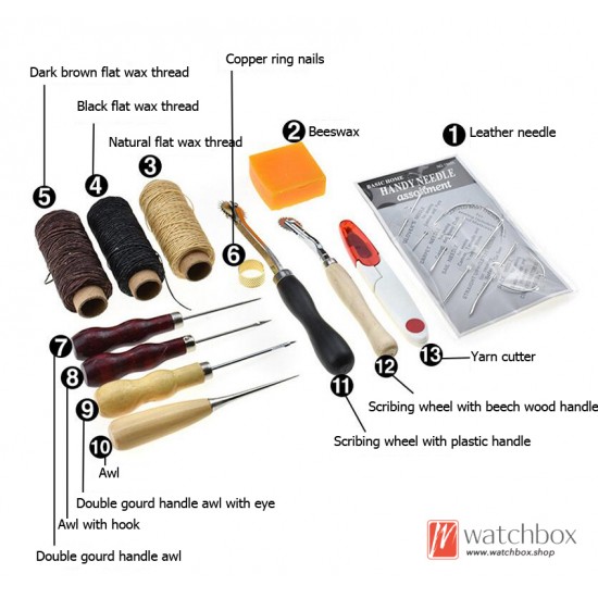 DIY Handmade Watch Leather Strap Belt Needle Assoitment Sewing Tools Set