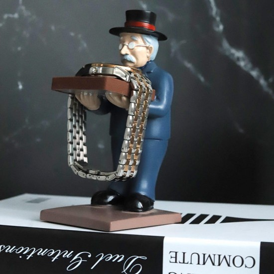 New Old Housekeeper Man Servant Butler Watch Case Display Stand Holder Gift Decoration