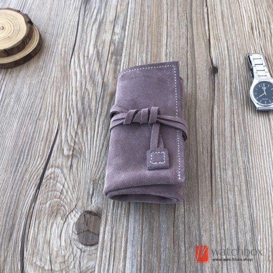 5 Slots Vintage Handcraft Genuine Leather Watch Storage Travel Case Pouch