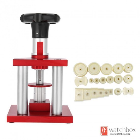 Back Closing Machine Bench Watchmaker Tool Watch Press, for Professional Watch Repairs Watch shops, Repair Watch Repair Tools Watch Case, Case Fastener Repair Tool with 20 Dies Pressing