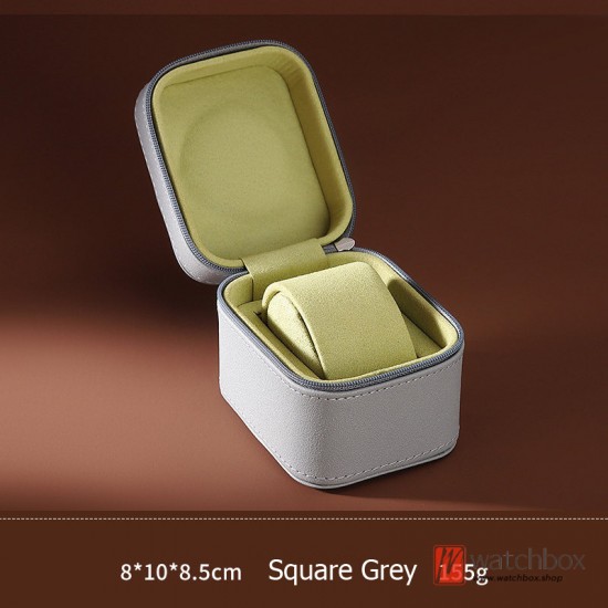 Colors Round Zipper Leather Travel Watch Jewelry Case Storage Organizer Display Box